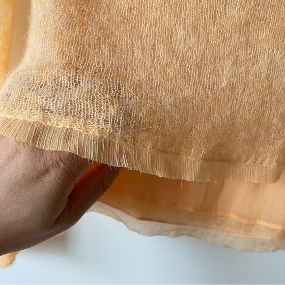 Knitted & Knotted | Anthropologie Alpaca Blend Open Knit Sheer Sleeves Peach - Picture 7 of 12